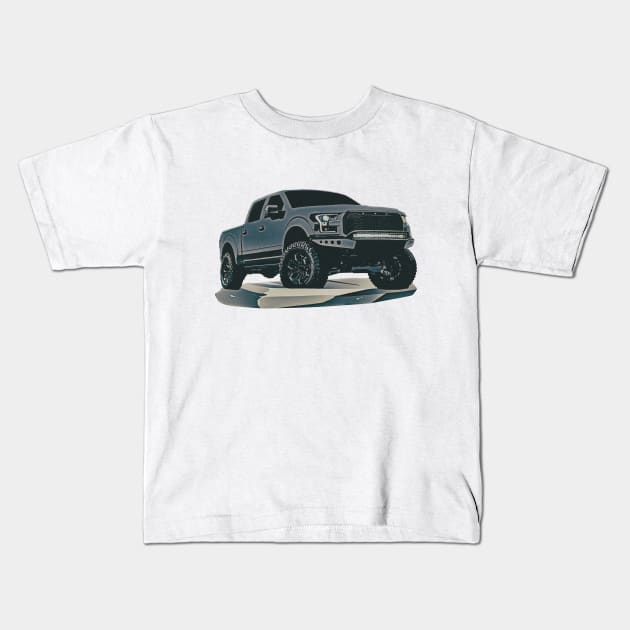 Lifted 4x4 Ford pickup Kids T-Shirt by mfz